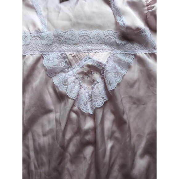 Jaclyn Smith VINTAGE Light Pink Lace Trim Nightgown Mid Length Cap Sleeve L - Picture 7 of 10